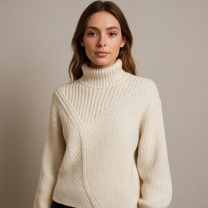 For The Republic Cream Knit Pullover Sweater size‎ medium, MOCK neck